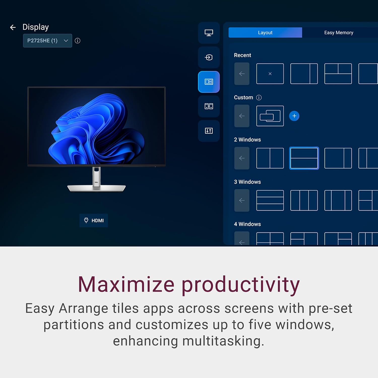 Dell Pro 32 Plus QHD USB-C Hub Monitor P3225DE - 31.5-inch QHD (2560x1440) 100Hz 8ms Display, USB-C/HDMI/DisplayPort Connectivity, Height/Swivel/Pivot/Tilt Adjustment, 4 Star TÜV Eye Comfort - Black