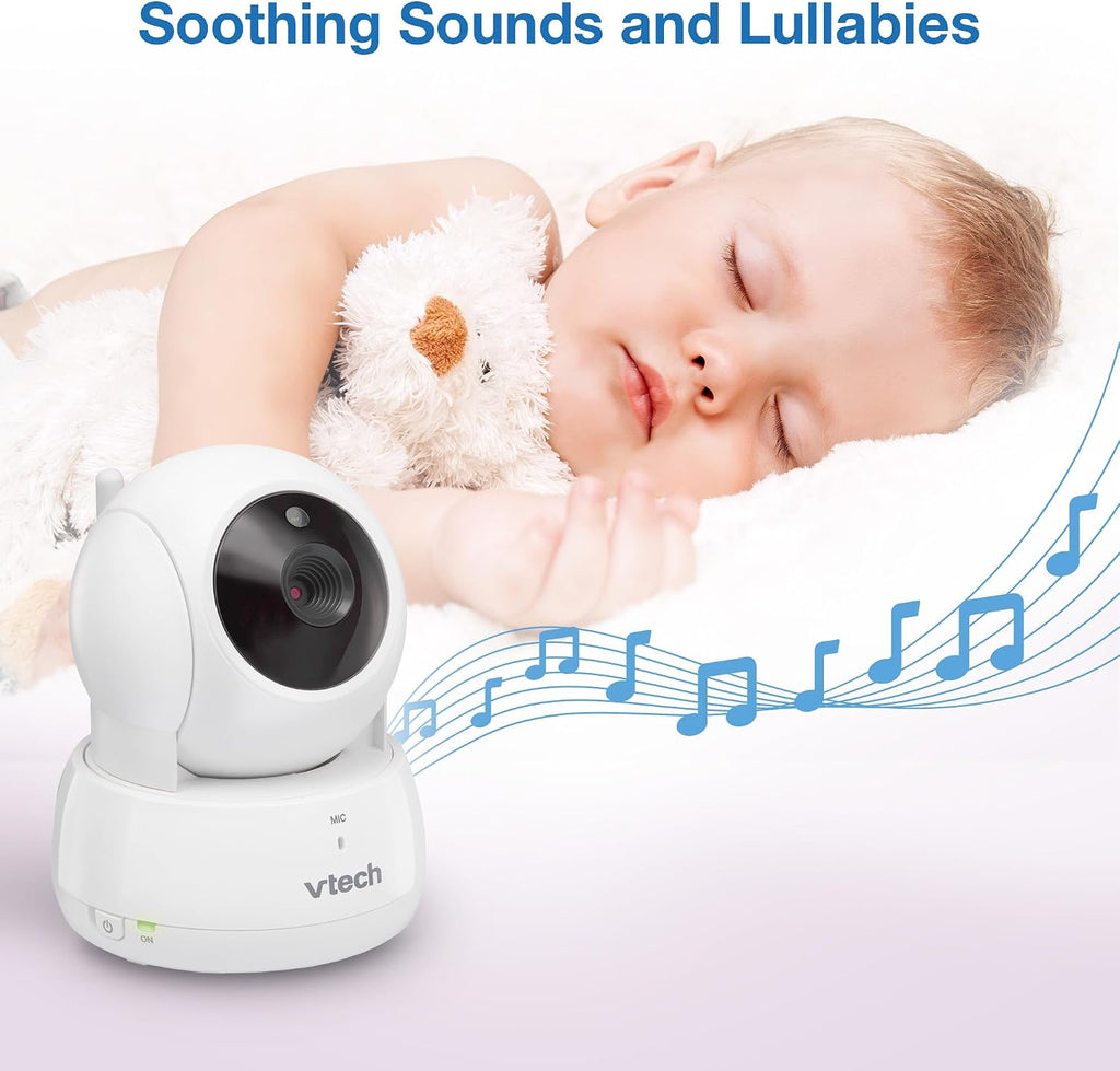VTech VM924-3 5' Pan Tilt Zoom Video Baby Monitor with 3 Cameras – No WiFi, 17Hr Battery, 1000ft Range, Night Vision & Lullabies – Ideal for New Parents