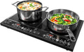 Commercial Double Burner Electric Induction Cooktop, 1000W+800W Dual Induction Hot Plate, 8 Power & 8 Temp Setting, Professional Countertop Burner Stove with Timer, LED Screen, Black