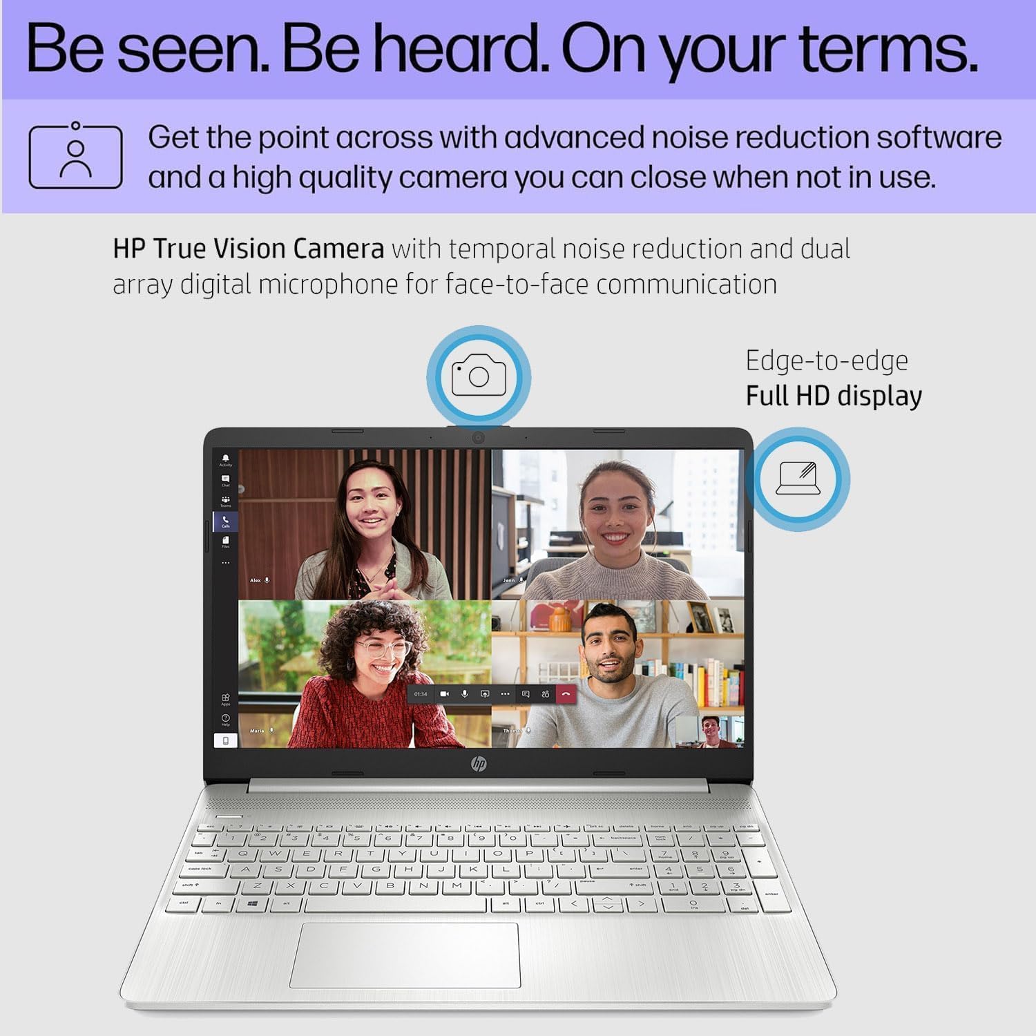 HP 15 inch Laptop, FHD Non-Touch Display, Intel Core i5, 8GB RAM, 256GB PCIe SSD, Intel UHD Graphics, Windows 11 Home, Natural Silver, 15-dy2795wm