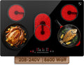 K&H 5 Burner Electric Cooktop - 30 Inch Built-In Radiant Ceramic Stove Top - 9 Power Levels & Touch Control, Compatible with All Cookware, 240V, 8600W High-Power Built-in Electric Stove, CE30-8608