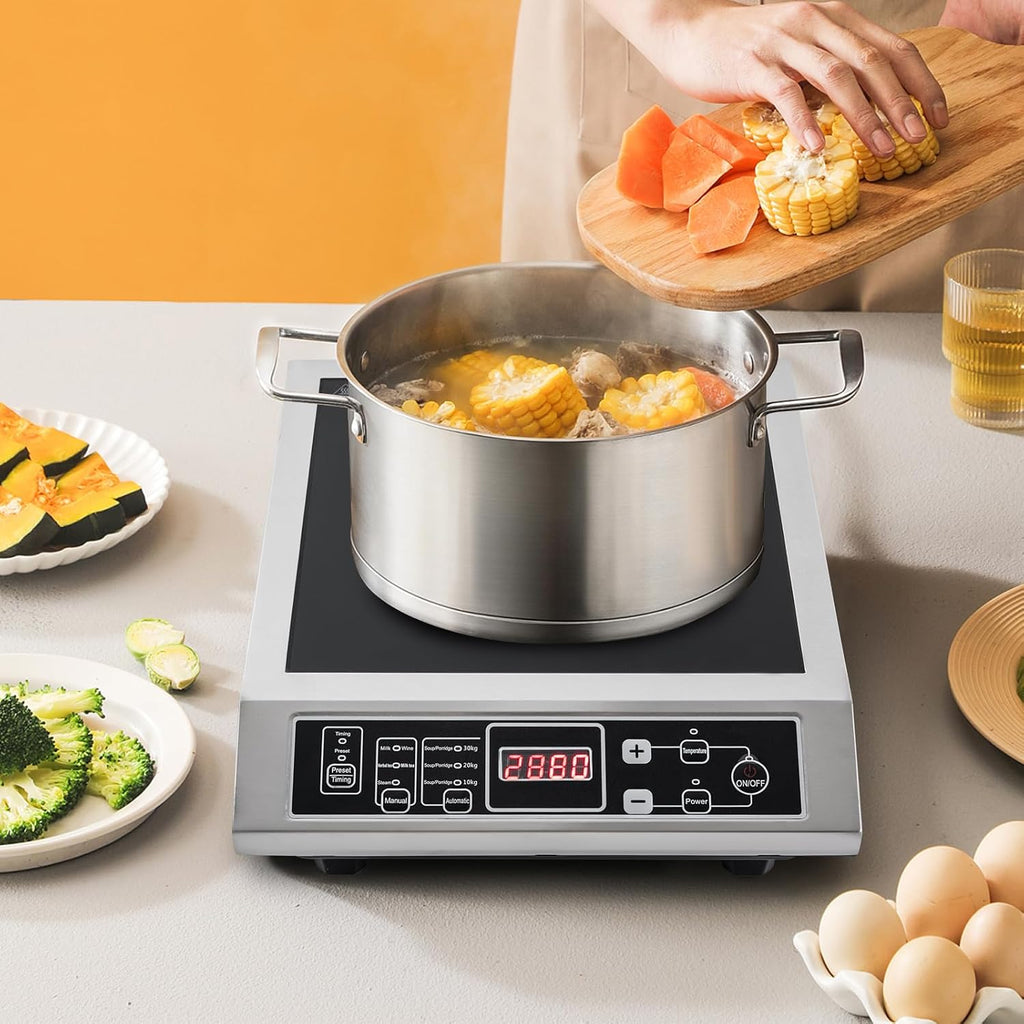 3500W Portable Induction Cooktop, Countertop Burner Induction Hot Plate With 8-Level Temperature And Power Adjustment Function