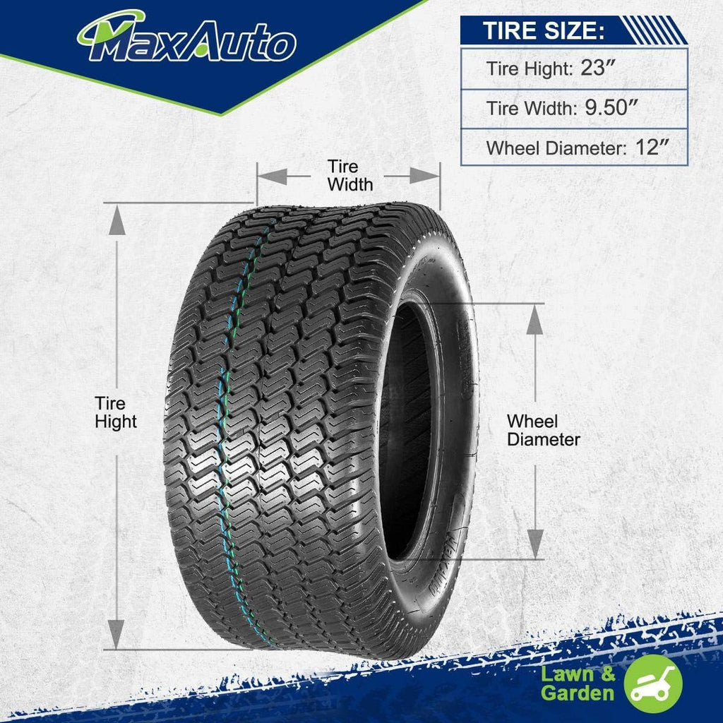 MaxAuto 23x9.50-12 Lawn Mower Tire 23-9.5-12 Turf Tires 23x9.5x12 Lawn Tractor Tires 23x9.5-12 nhs 4PR P332, Set of 2
