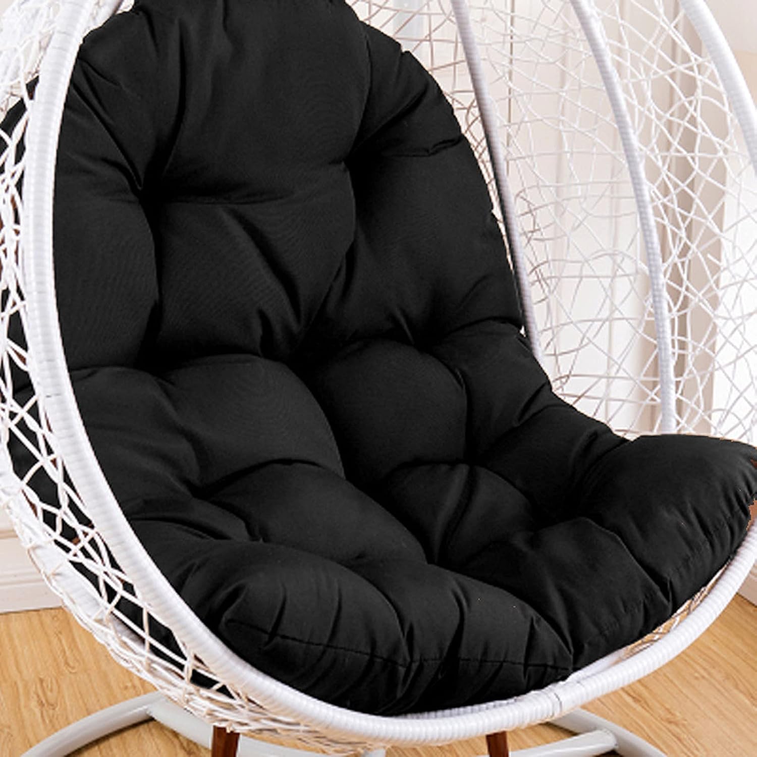 Hanging Nest Swing Chair Cushion Replacement, Outdoor Patio Garden Egg Rocking Chair Basket Seat Cushion Only, Meditation Cushion Floor, Does Not Include Chair and Stand(Color:Black)
