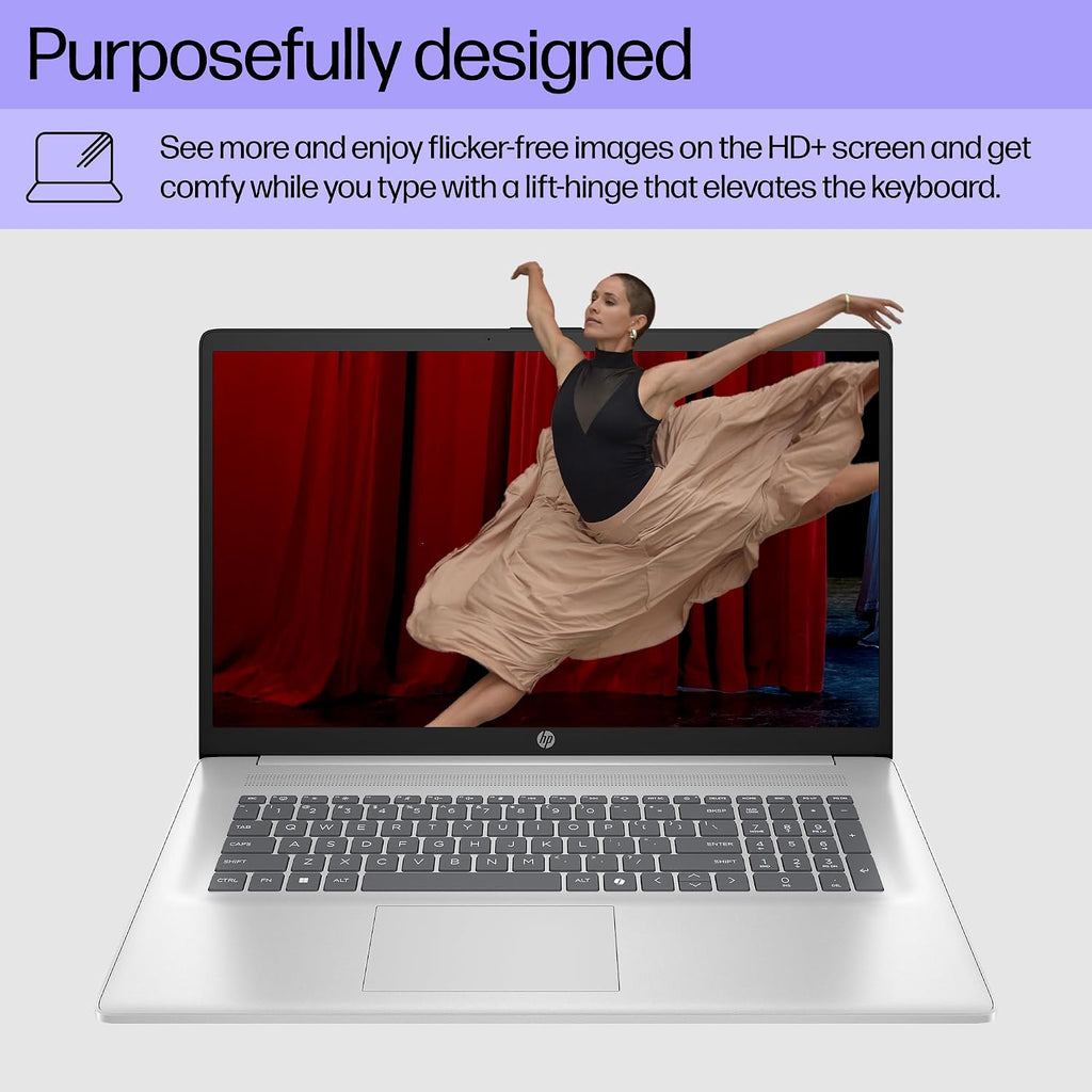 HP 17.3' Touch | Touchscreen Laptop with Office 365 for The Web, AMD Ryzen 5 7430U (6 Cores, 12 Threads, Upto 4.3GHz, Beats Core i7-1355U), 16GB RAM, 512GB SSD Storage, 10 Key Number Pad, No Mouse