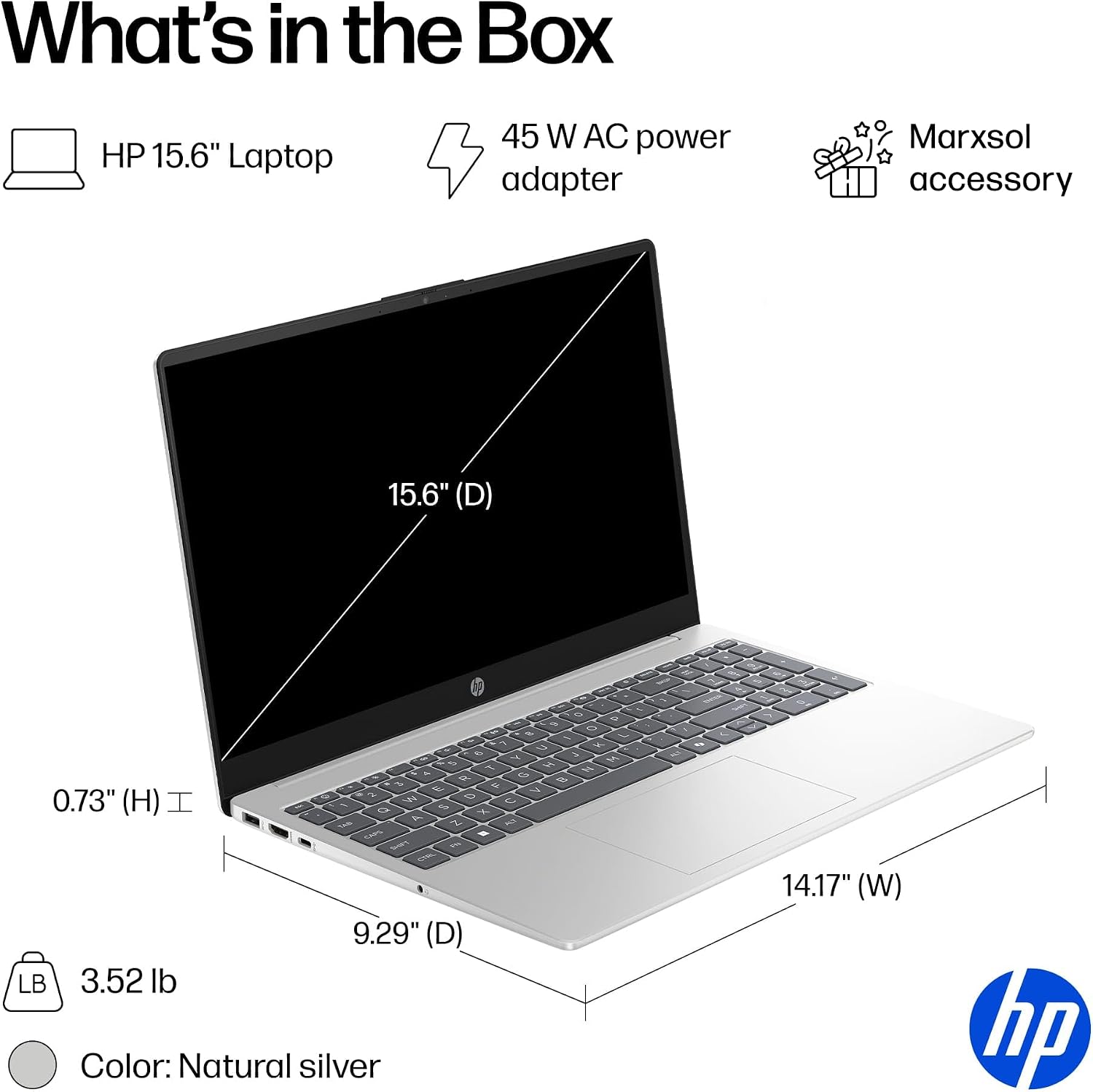 HP 15.6' Laptop Computer 2025-2026 Edition Student Business, Lifetime MS Office, 8-Core Intel i3 CPU, 16GB RAM, 628GB Storage (128GB UFS+500GB Ext), Wi-Fi 6, Long Battery, MarxsolAccessory, Win 11 Pro