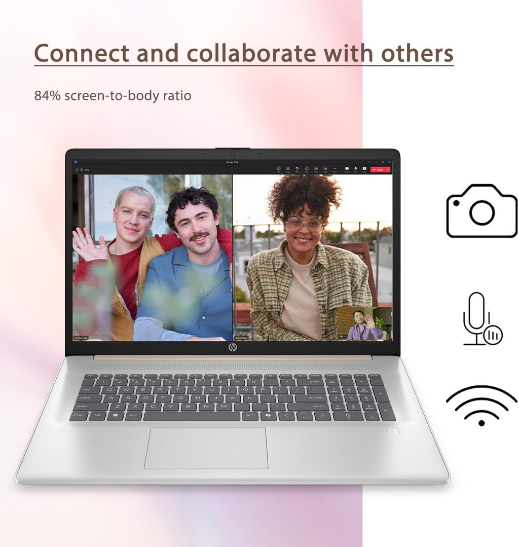 HP Essential Daily Traditional Laptop, 17.3' FHD Display, Intel Core i7-1355U, 16GB RAM, 1TB SSD, Backlit Keyboard, Numeric Keypad, Fingerprint Reader, Webcam, HDMI, Wi-Fi 6, Windows 11 Pro, Rose