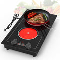 VBGK Electric Cooktop,110V 2100W electric Stove Top with Knob Control,Countertop/Built-in Design with 9 Power Levels,Kids Lock & Timer, Overheat Protection,and touch control 2 burner electric Cooktop.