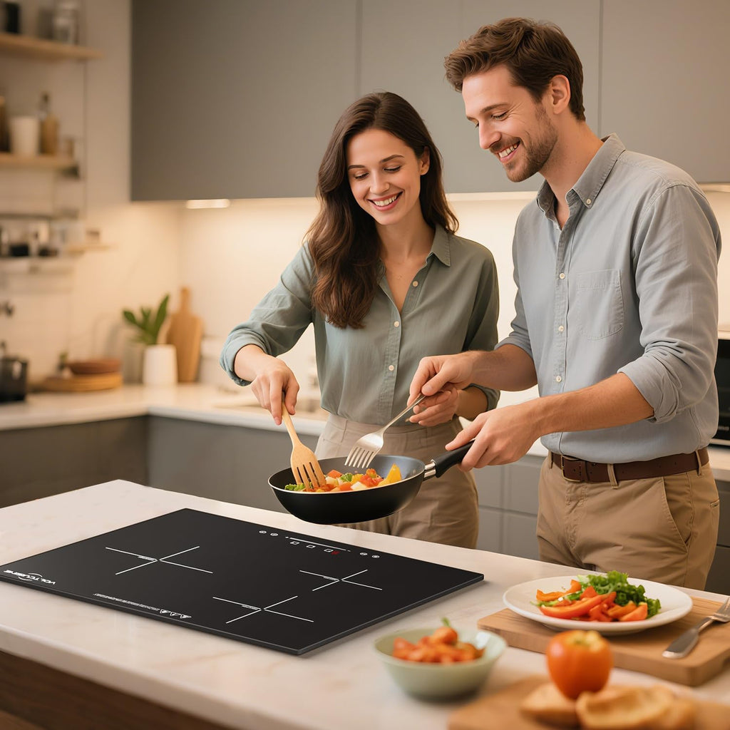 24' Built-in Induction Cooktop 5400W, 3 Burner Electric Stove for Kitchen Countertop, Touch Control, Safety Lock, Easy Clean Glass Surface