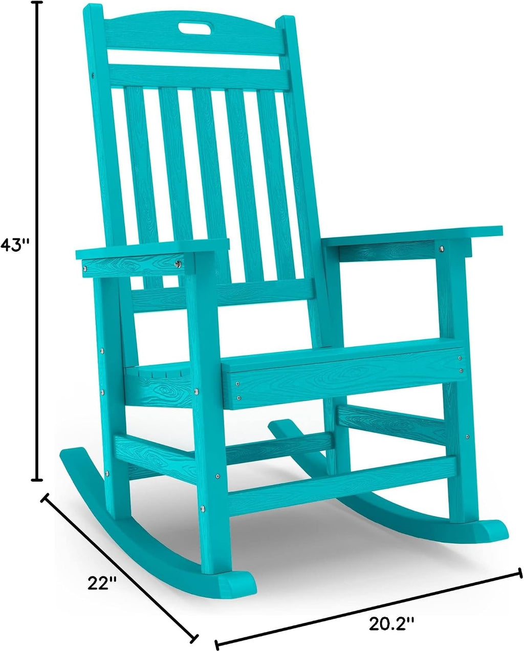 YEFU Outdoor Rocking Chair Porch: Outdoor Patio Rocking Chairs-Oversized Rocker Chair-All Weather Poly Rocker Lawn Chairs for Adult-Seat Area 22'x21'-Backrest Height 31'-380lbs Weight Capacity-Aruba
