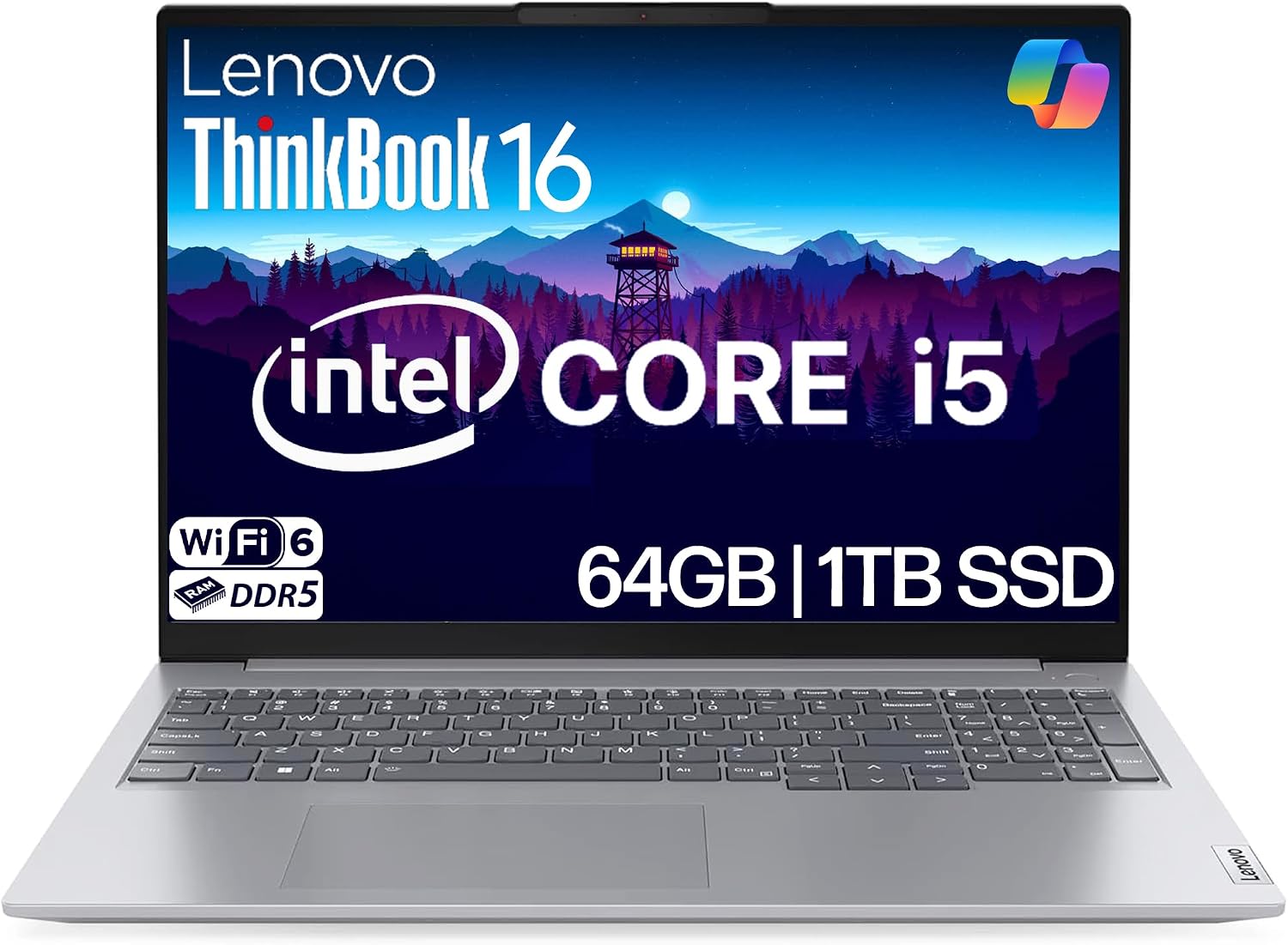Lenovo ThinkBook 16 Business Laptop, 16' FHD+ Anti-Glare Display, Intel 8-Core i5-13420H, 64GB DDR5 RAM, 1TB NVMe, WiFi 6 + BT, RJ-45, HDMI, HD Webcam, Win 11 Pro