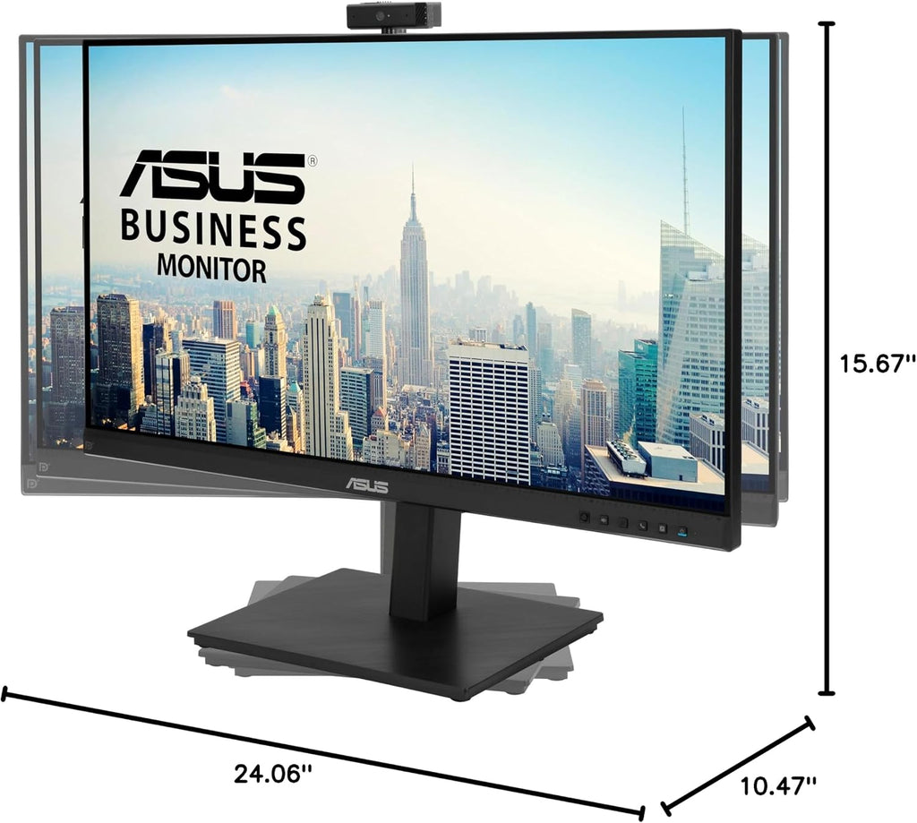 ASUS 27' 1080P Video Conference Monitor (BE279QSK) - Full HD, IPS, Built-in Adjustable 2MP Webcam, Mic Array, Speakers, Eye Care, Wall Mountable, Frameless, HDMI, DisplayPort, VGA, Height Adjustable