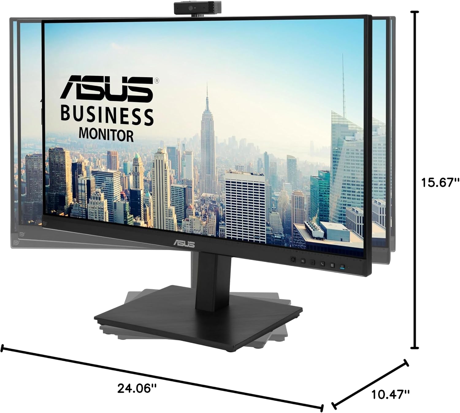 ASUS 27' 1080P Video Conference Monitor (BE279QSK) - Full HD, IPS, Built-in Adjustable 2MP Webcam, Mic Array, Speakers, Eye Care, Wall Mountable, Frameless, HDMI, DisplayPort, VGA, Height Adjustable