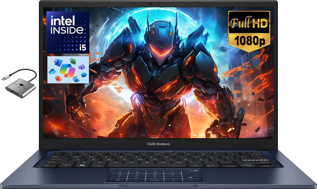 ASUS Vivobook 14' FHD Laptop for Student Business Home School, Intel Core i5 (Beat i7-1250U) - 24GB RAM 1TB SSD, Private Webcam Windows 11 w/Accessory