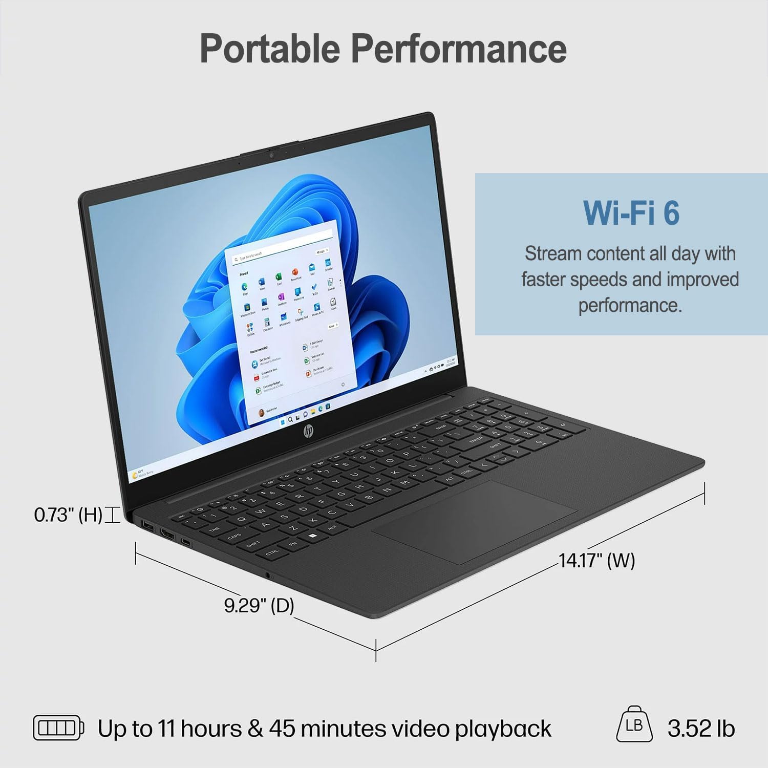 HP 15.6' Portable Laptop (Include 1 Year Microsoft 365), HD Display, Intel Quad-Core N200 Processor, 16GB RAM, 128GB Storage, Wi-Fi 6, Webcam, HDMI, Numeric Keypad, Windows 11 Home, Black