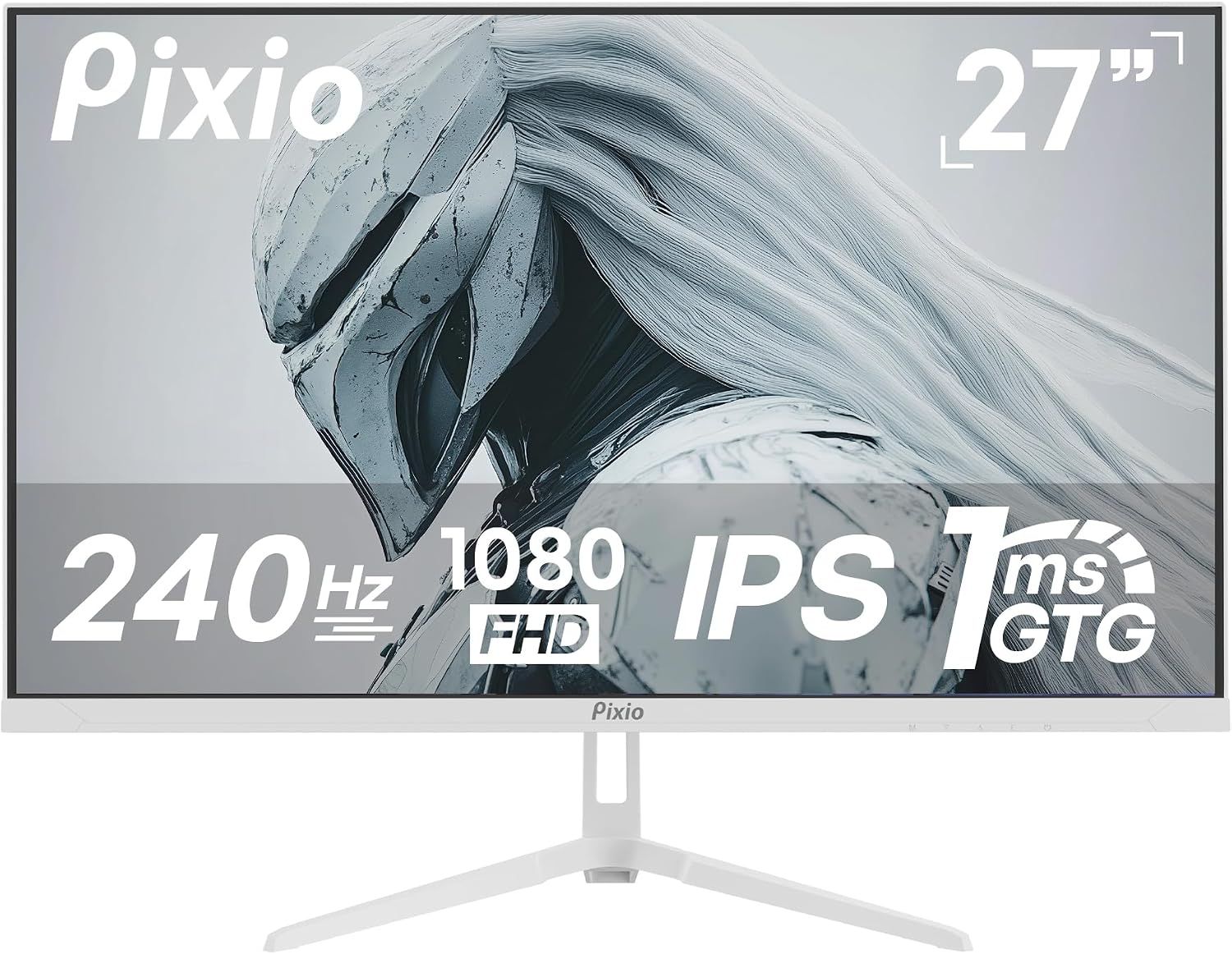 Pixio PX279 Wave White 27 inch 240Hz Refresh Rate FHD 1080p Resolution Fast IPS Panel 1ms GTG Response Time Gaming Monitor with Adaptive Sync