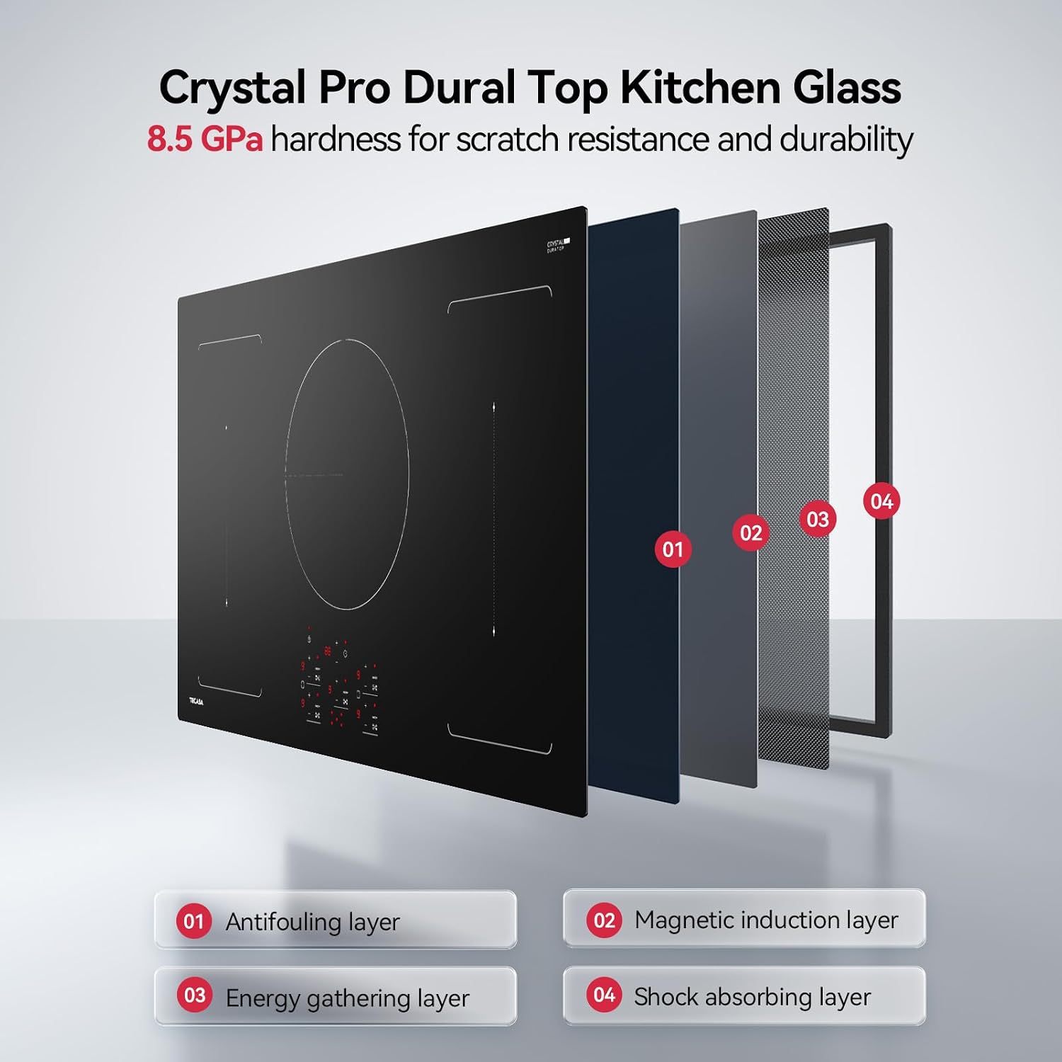 36 Inch Induction Cooktop 10800W, TECASA Built-in Electric Stove with 5 Boost Burners, Compatible with Magnetic Cookwares, Timer & Child Safety Lock, 9 Power Levels