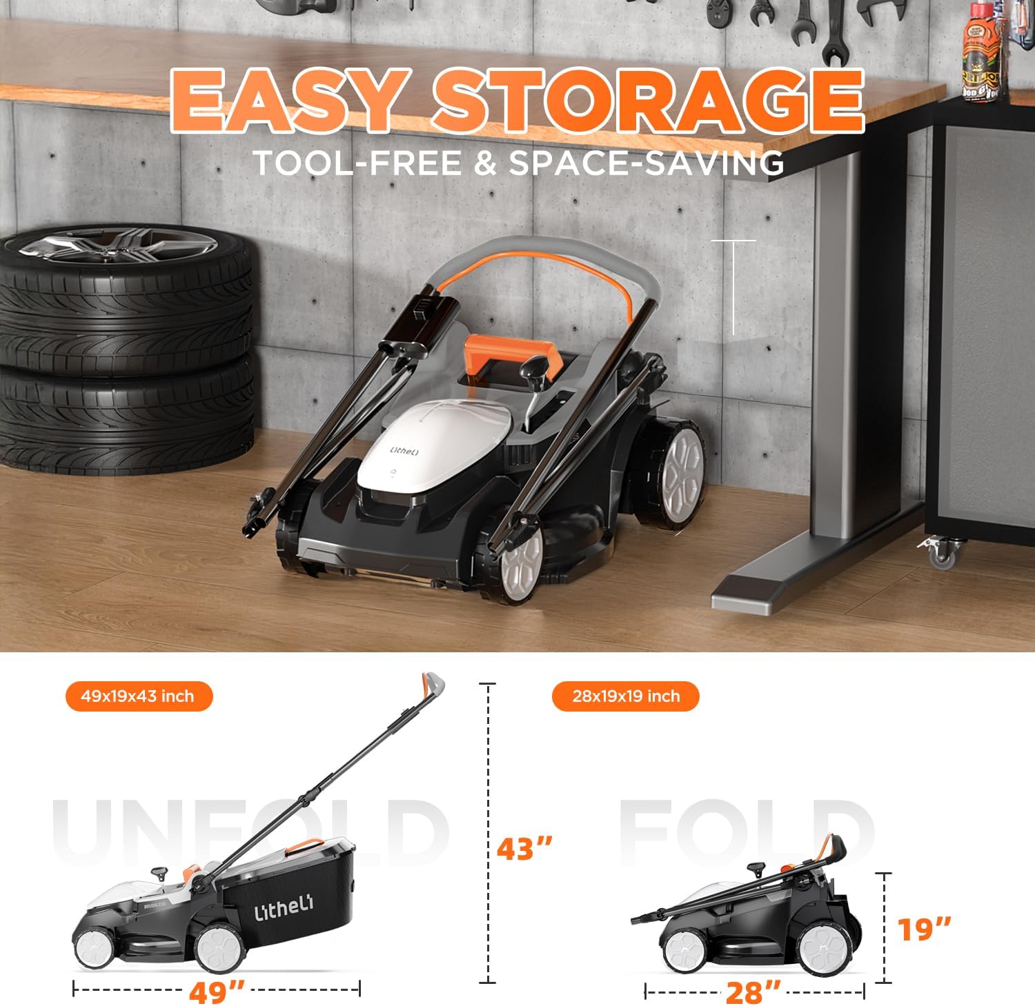 Litheli 40V (2 x 20V) 16' Electric Lawn Mower Cordless, Walk Behind Lawn Mower with 6-Height Adjust, Portable & Lightweight Push Battery Powered Lawn Mower (2 * 4.0AH Batteries Included)