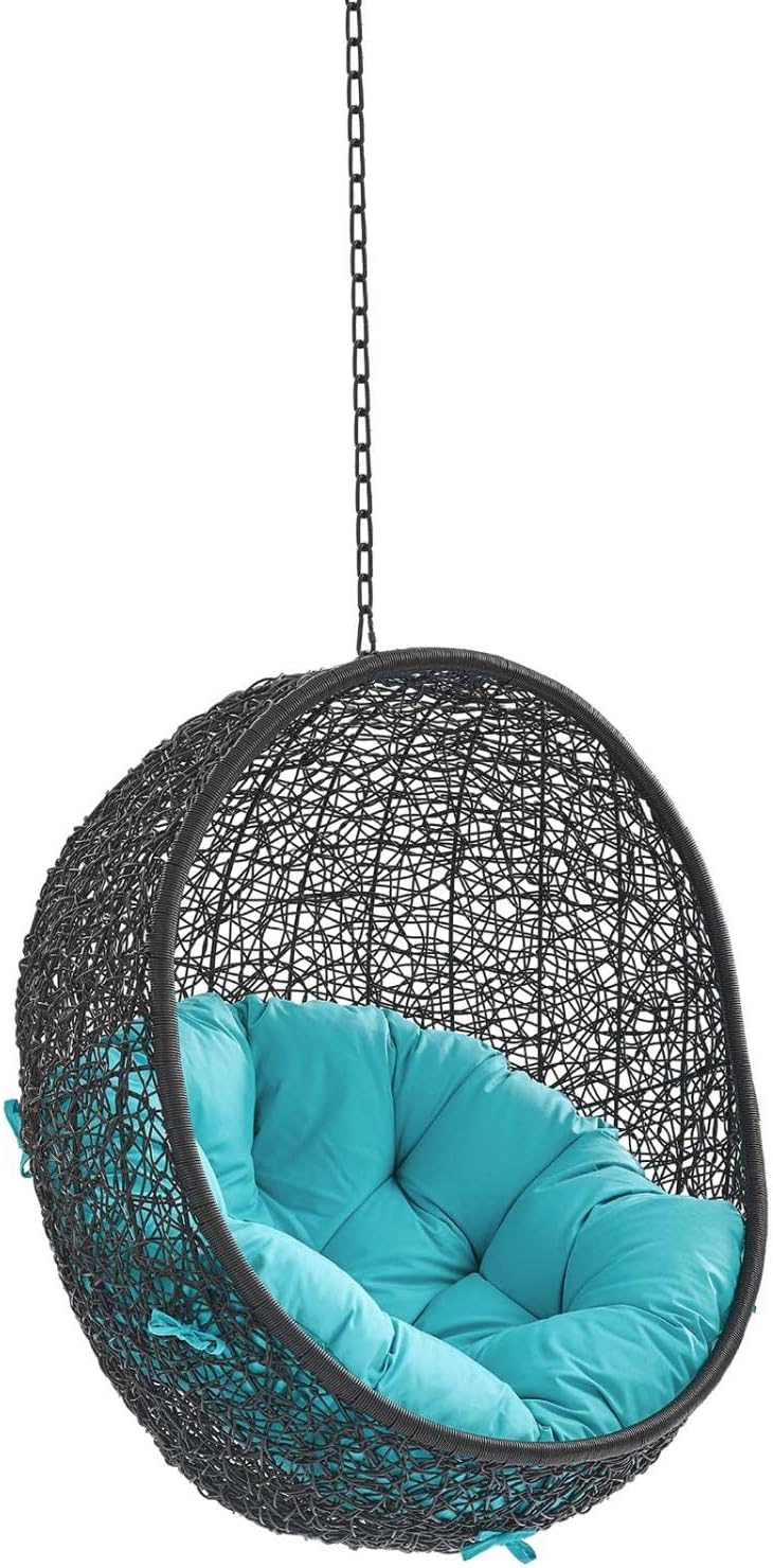 Modway EEI-3636-BLK-TRQ Encase Swing Outdoor Patio Lounge Chair Without Stand, Black Turquoise