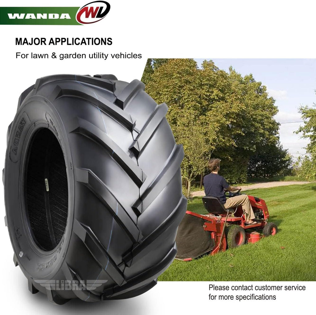 WANDA Set 4 15X6-6 & 23X8.5-12 Lawn Mower Agriculture Farm Tractor Tires Super Lug 4 Ply-13078/13073
