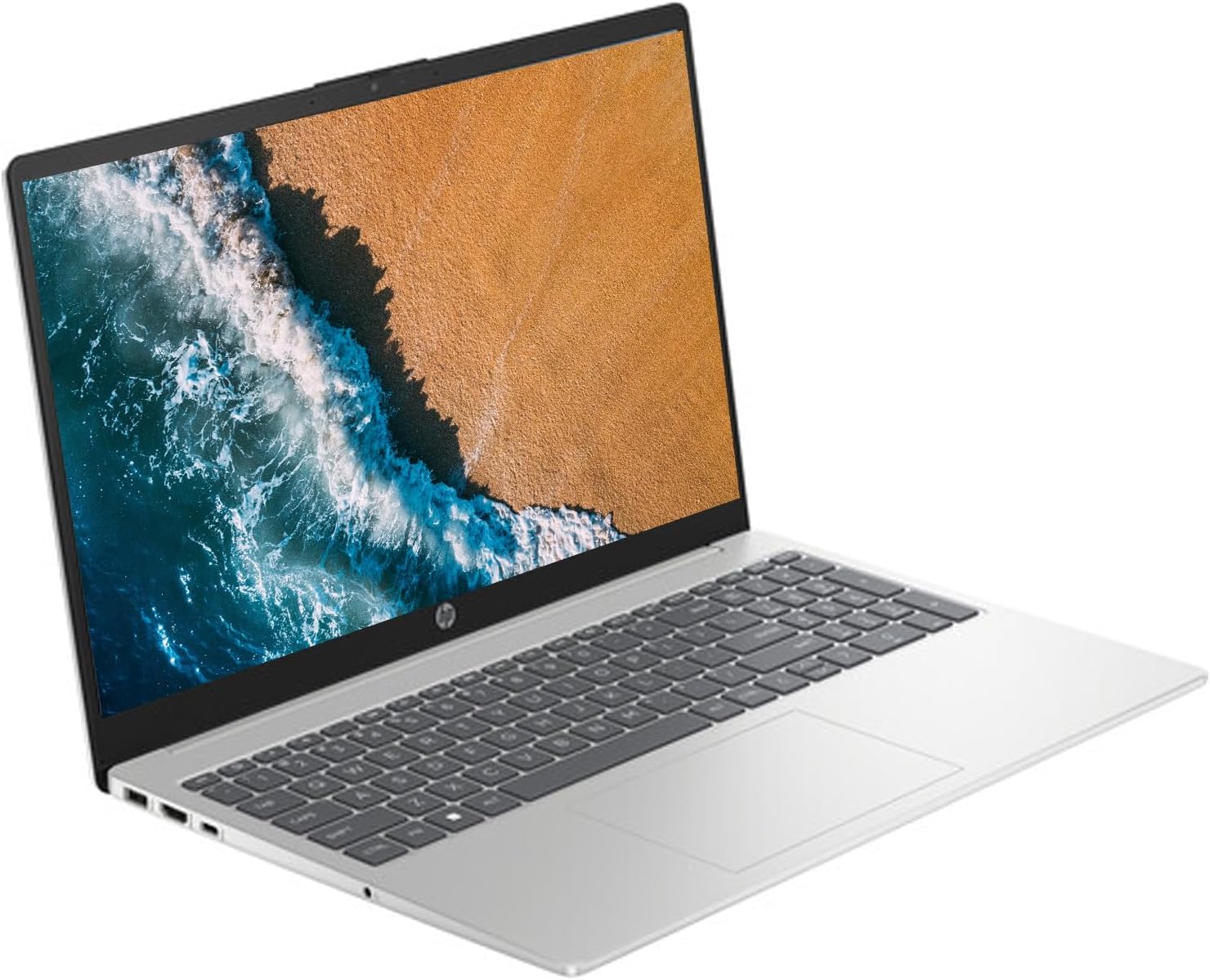 HP 15.6' Portable Laptop, HD Display, Intel Quad-Core N200 Processor, 16GB RAM, 128GB Storage, Wi-Fi 6, Webcam, HDMI, Numeric Keypad, Windows 11 Home, Silver