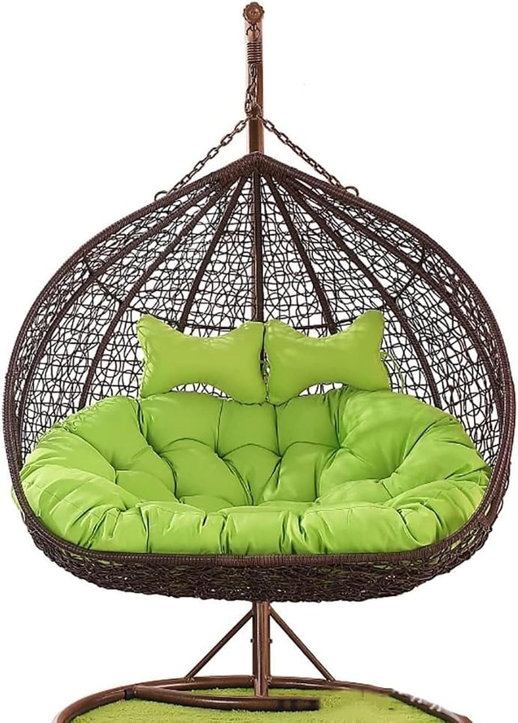 Generic Double Swing Chair Cushion Replacement, Large Egg Chair Cushion with Adjustable Pillow for Indoor Outdoor Garden Balcony Rocking Hanging Basket Rattan Chair Rest Seat Pad(F), Size