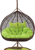 Generic Double Swing Chair Cushion Replacement, Large Egg Chair Cushion with Adjustable Pillow for Indoor Outdoor Garden Balcony Rocking Hanging Basket Rattan Chair Rest Seat Pad(F), Size