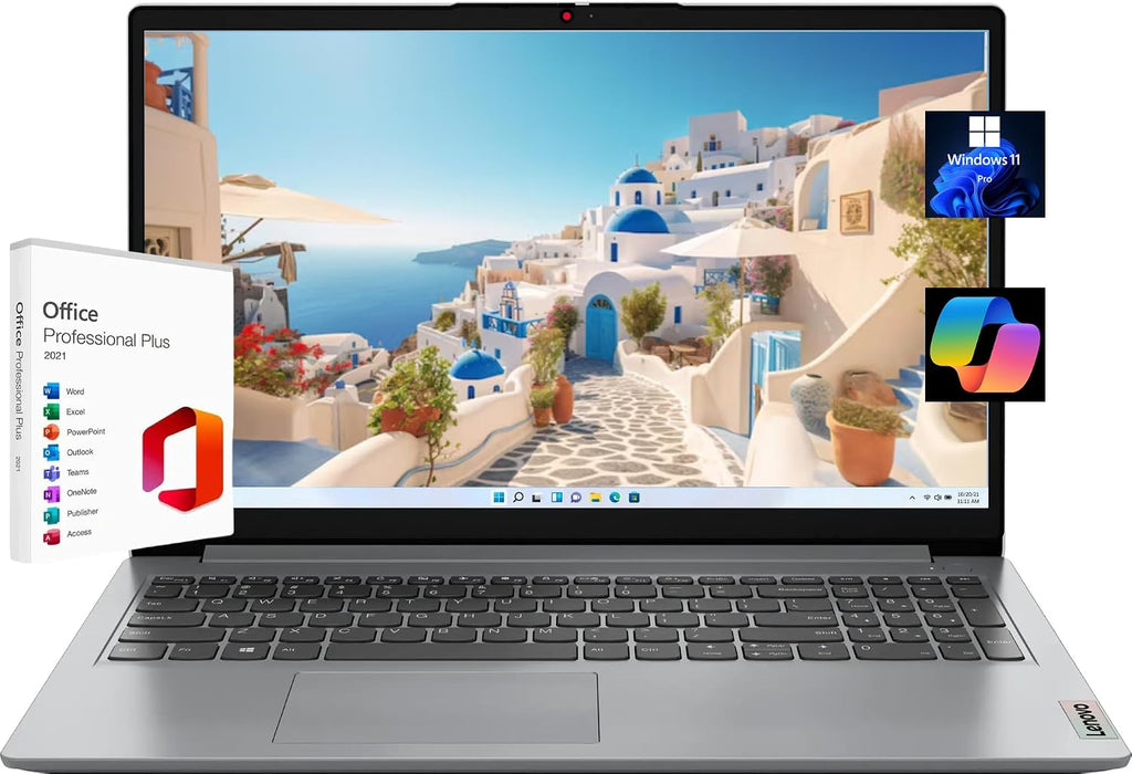 Lenovo Ideapad 1i 15.6' FHD Touchscreen Laptop, with Free Lifetime Microsoft Office 2021, Intel Core i3-1215U, 12GB RAM, 256GB SSD, Intel UHD Graphics, Windows 11 Pro, Cloud Gray