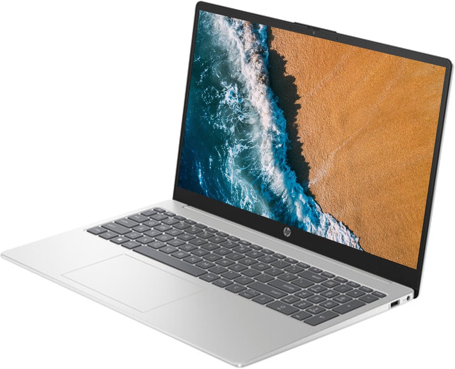 HP 15.6' Portable Laptop, HD Display, Intel Quad-Core N200 Processor, 16GB RAM, 128GB Storage, Wi-Fi 6, Webcam, HDMI, Numeric Keypad, Windows 11 Home, Silver