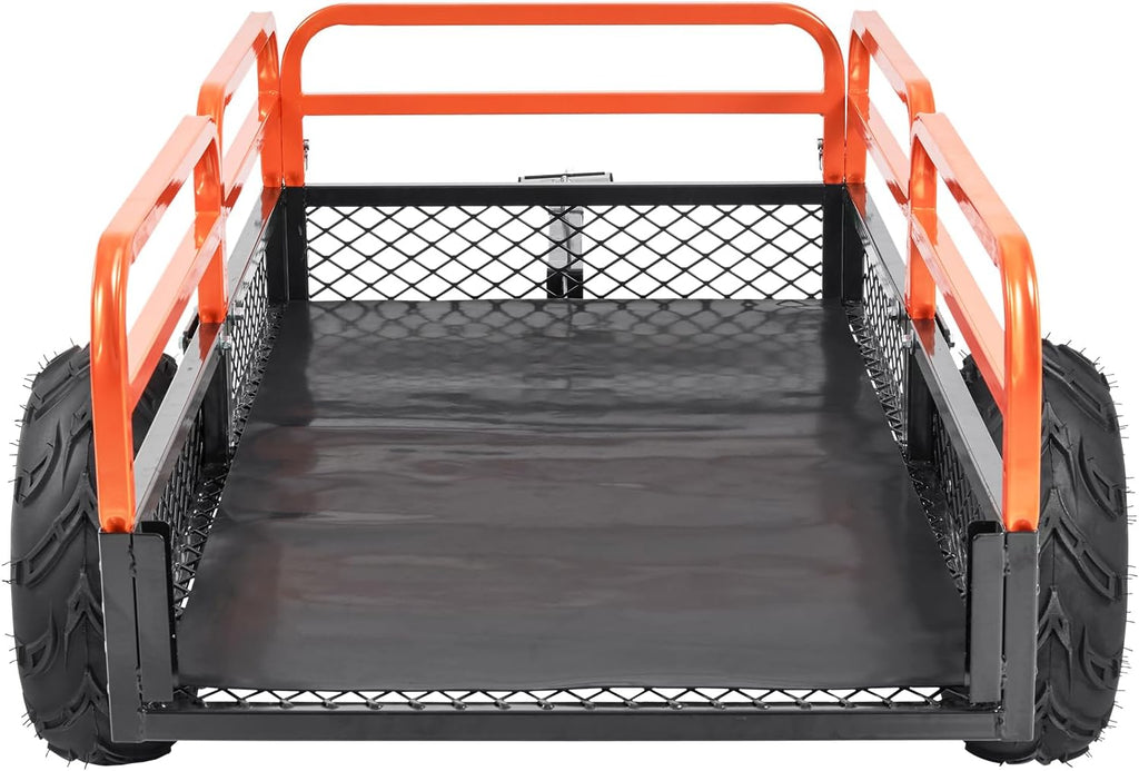 VEVOR ATV UTV Trailer Tow Behind Dump Cart, 1500lbs 15 Cubic Feet, Heavy Duty Yard Garden Trailer Pull Behind Dump Trailer for Lawn Mower Tractor