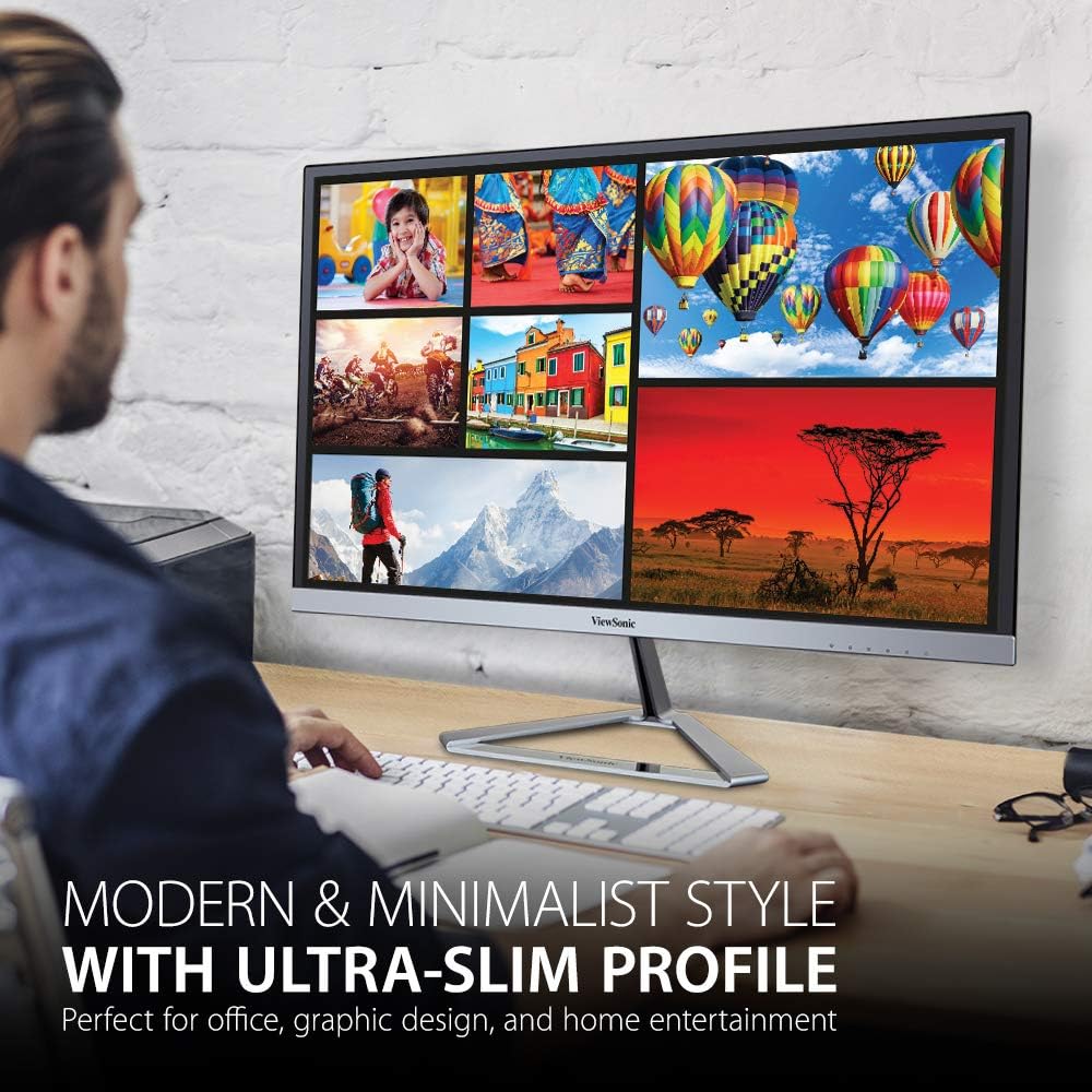 ViewSonic VX2776-SMHD 27 Inch 1080p Monitor, IPS Display with FreeSync and Eye Care Technology for Home and Office Entertainment, Ultra-Thin Bezels, DisplayPort, HDMI, and VGA Inputs