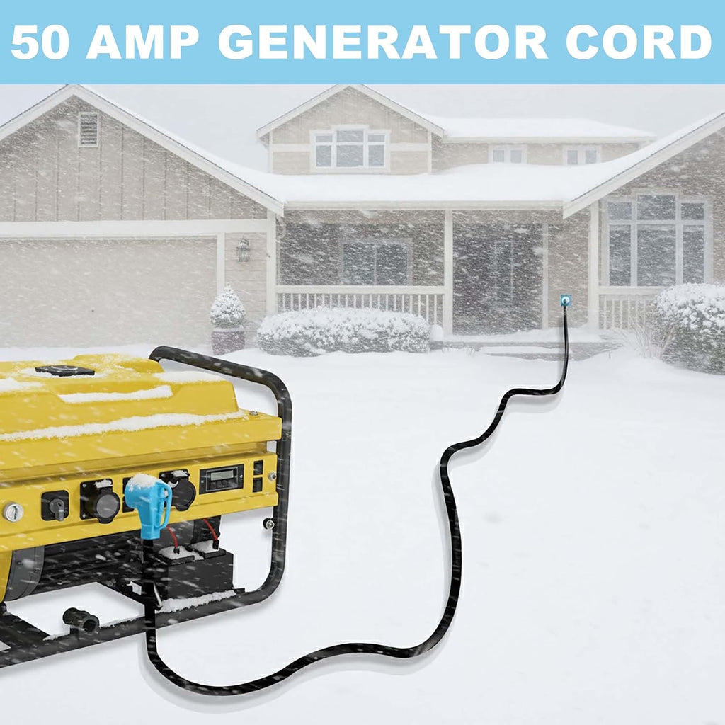 CircleCord UL Listed 50 Amp 50 Feet RV/Generator Cord with Locking Connector, Heavy Duty 6/3+8/1 Gauge STW Wire, 14-50P Male and SS2-50R Twist Locking Female for RV Camper and Generator to House