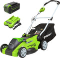 Greenworks 40V 16' (Push) Cordless Lawn Mower, 4.0Ah Battery (1/3 Acre, Push Button Start, Compatible with 75+ Tools)