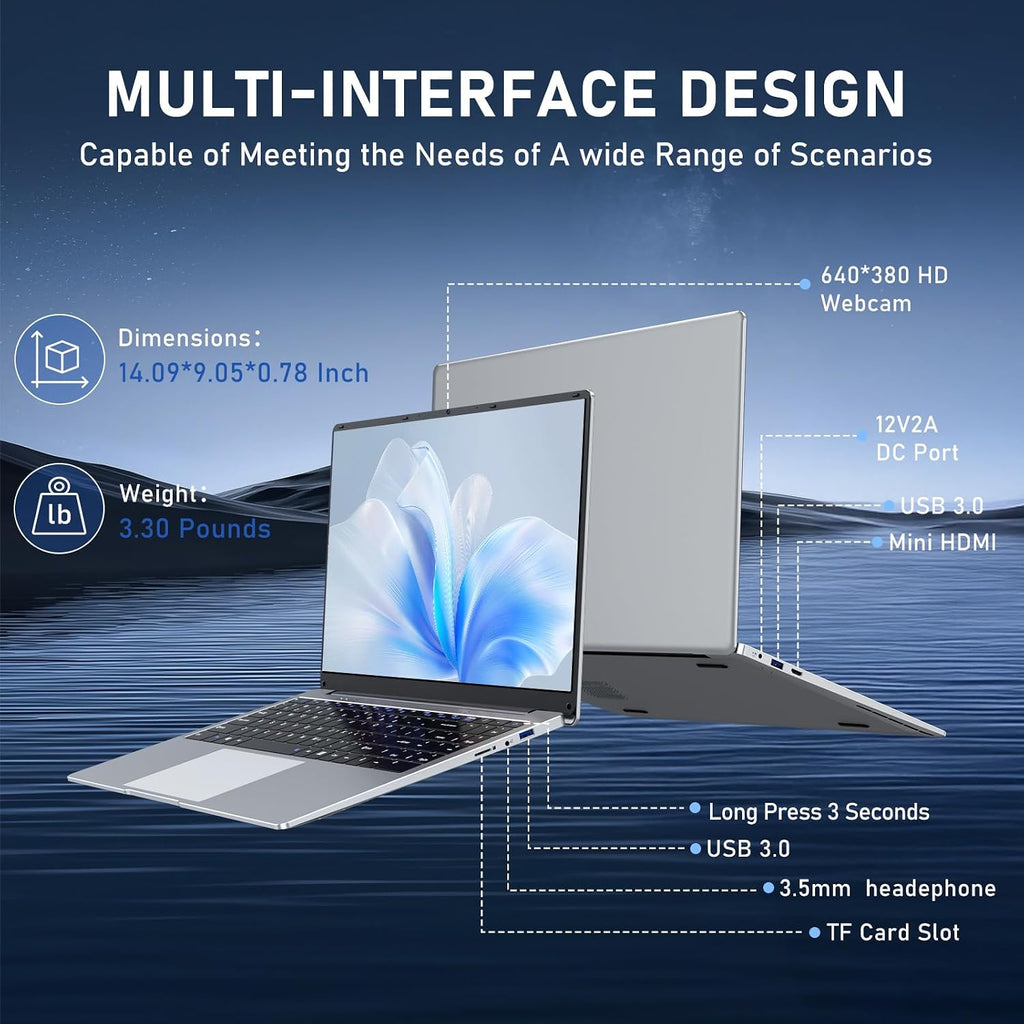 Laptop Computer, 15.6 Inch Lap Top PC 2026, Window 11 Pro, 8GB RAM 512GB SSD, N4000 Processor, FHD Display 1920*1080P, WIFI5, BT4.2, Thin & Light, 5000mAh Battery, HDMI, for Study Office Business