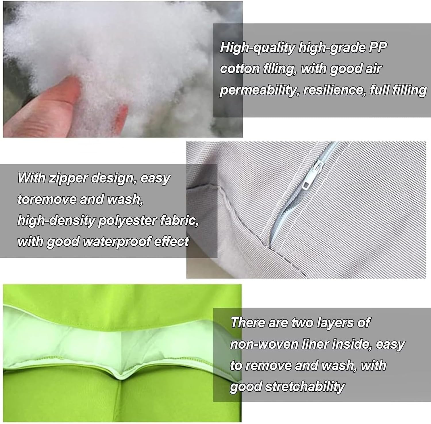 2 Seater Egg Chair Swing Cushion Outdoor,Double Egg Chair Cushion Replacement,Waterproof Detachable Hanging Basket Chair Cushions,for Garden Balcony(A)