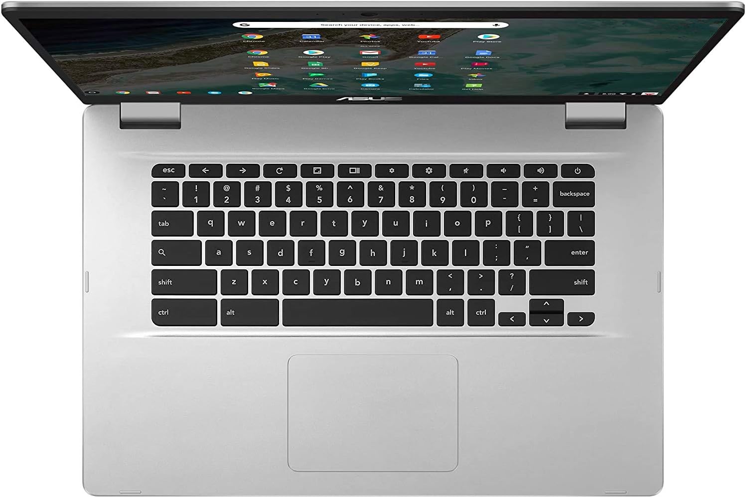 ASUS Chromebook C523 Laptop, 15.6' HD NanoEdge Display with 180 Degree Hinge Intel Dual Core Celeron Processor, 4GB RAM, 32GB Storage, Silver Color, C523NA-DH02