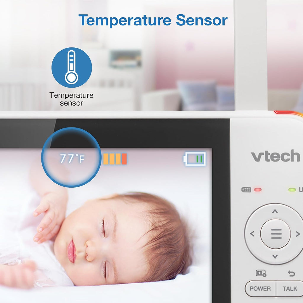VTech VM924-2 5' Pan Tilt Zoom Video Baby Monitor with 2 Cameras – No WiFi, 17Hr Battery, 1000ft Range, Night Vision, Lullabies & Temperature Sensor – Ideal for New Parents & Twins