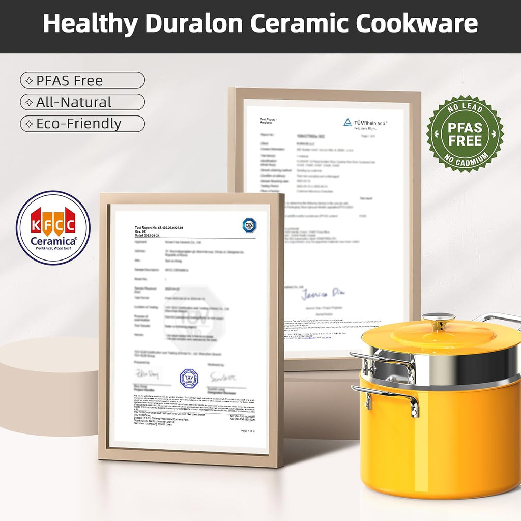 Nuwave Lux 13pc Forged Lightweight Cookware Set PFAS Free, Healthy G10 Duralon Ceramic Coating, Ultra Non-Stick, Stay-Cool Handles, Works on All Cooktops & Induction Ready