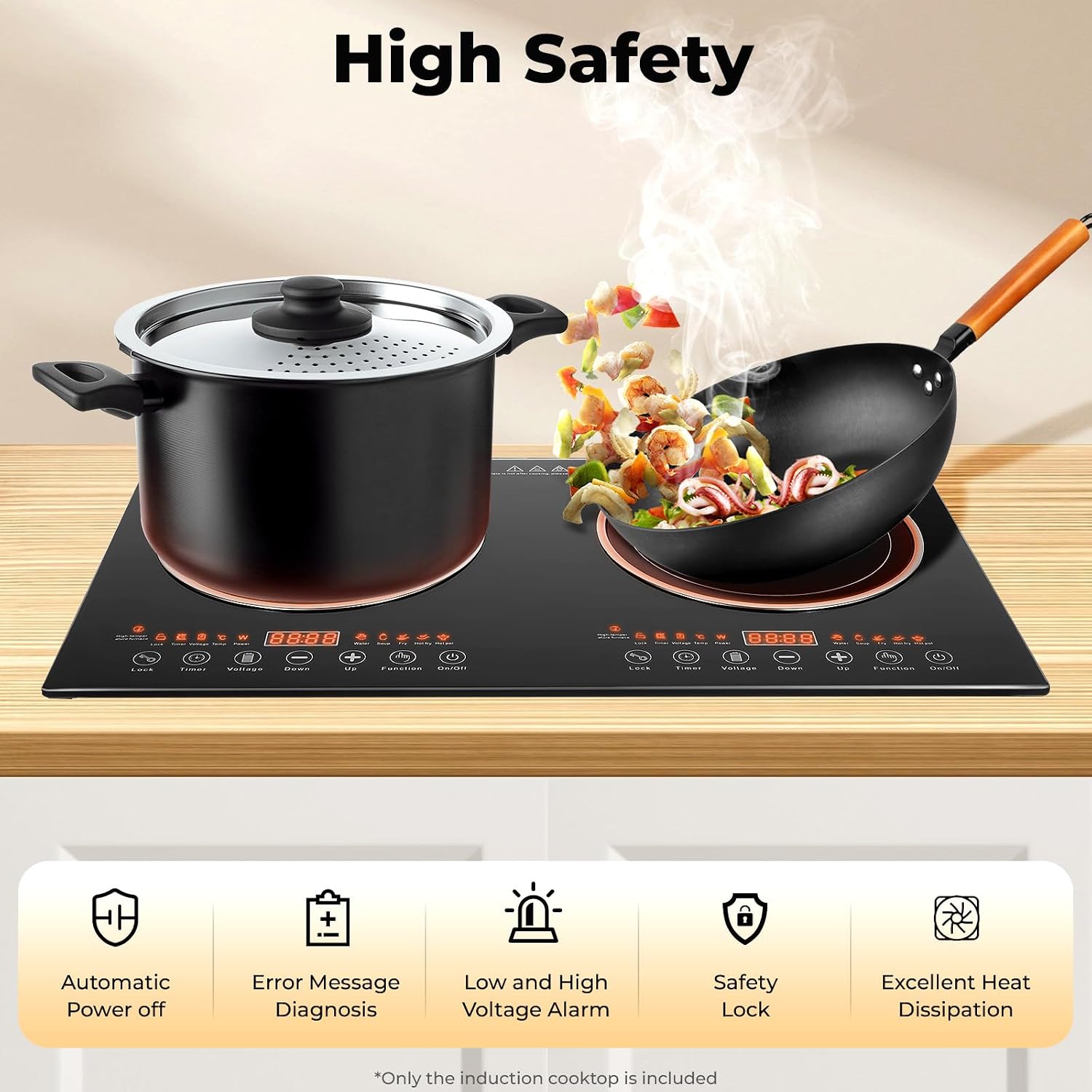 Portable Induction Cooktop Countertop, Electric Stove 2 Burner Hot Plate Built-in Double Burner Cooktop, Electric Hot Plates Cooktops for all Pans