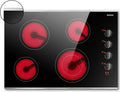 Karinear 30 Inch Electric Cooktop 4 Burners, Knob Control Built-in Ceramic Cooktop, 30' Radiant Electric Stove Top with Glass Protection Metal Frame,Hot Surface Indicator, 220-240v, Hard Wire, No Plug