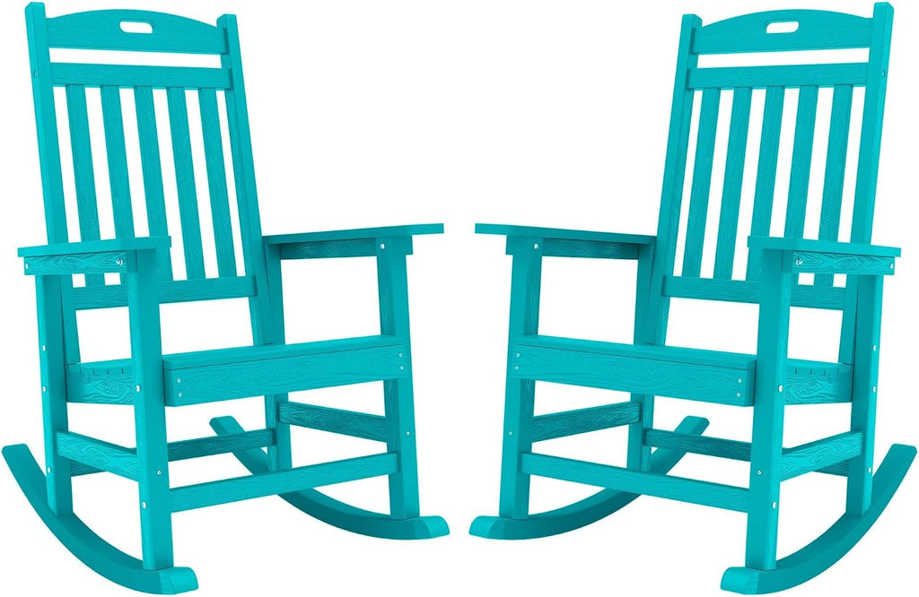 YEFU Outdoor Rocking Chairs Set of 2: Porch Rocking Chairs-Outdoor Patio Rockings Chair-Oversized Rocker Chair-All Weather Poly Rocker Lawn Chair for Adult-Seat Area 22'x21'-Backrest Height 31'-Aruba