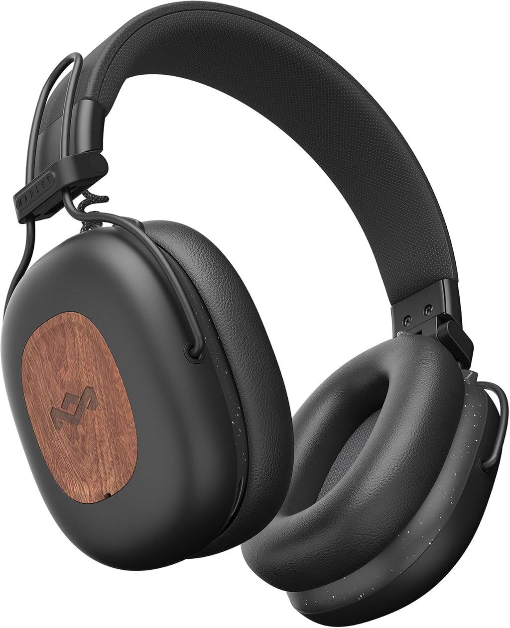 House of Marley Positive Vibration Rebel Wireless ANC Headphones - Over Ear Bluetooth Earphones with Adaptive Noise Cancelling, 130 H Playtime, IPX5, Sustainable Materials (Signature Black)