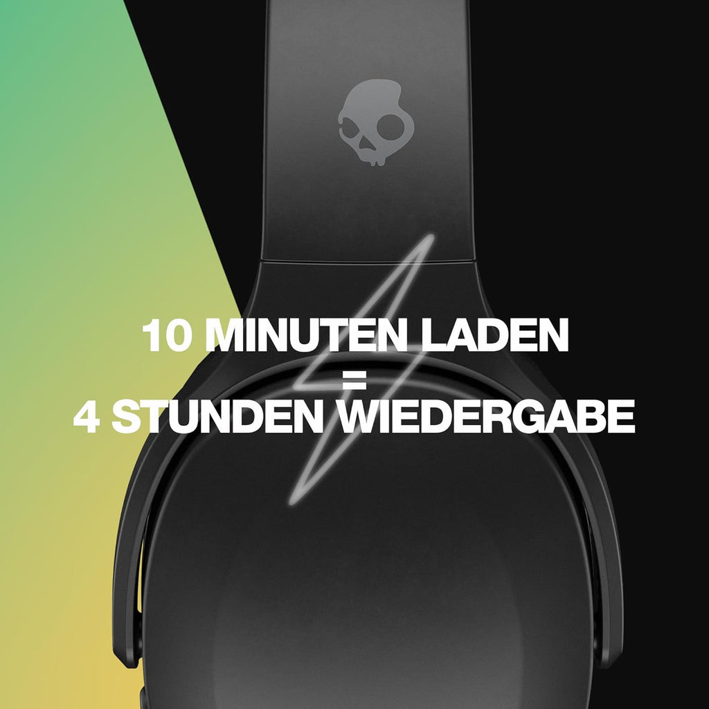 Skullcandy Crusher Evo Wireless Bluetooth Headphones with Extra USB-C Charging Cable, Multi-Sensory Bass, Noise Isolating Over-Ear Fit, 40 Hours Battery, Microphone for iPhone Android - True Black