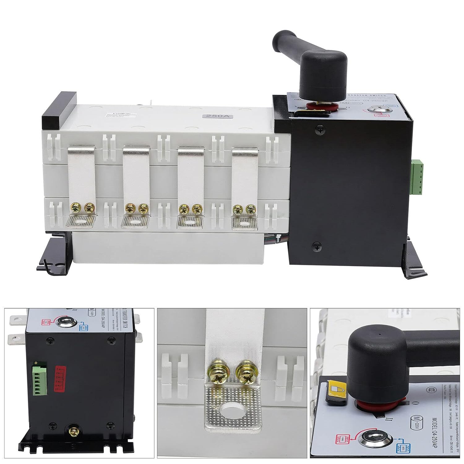 Automatic Transfer Switch, 250A 4P Industrial Dual Power Generator Changeover Switch, Mini AC110V/60hz (4P 250A)