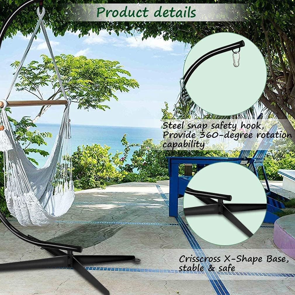 BestMassage Hanging Hammock Stands Hammock Chair Stands Solid Steel Heavy Duty Stand Only Construction for Hanging Hammock ，C Stand Air Porch Swing Chair for Indoor Outdoor