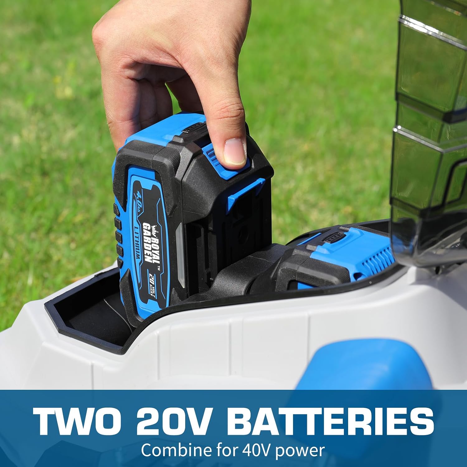 ROYAL GARDEN Electric 40V 17 Inch Cordless Lawn Mower Walk Behind Brushless Push Mower 6-Height Adjust Portable & Lightweight 2 x 20V Batteries and Charger Lawn Mowers Suitable for Garden Small Yards