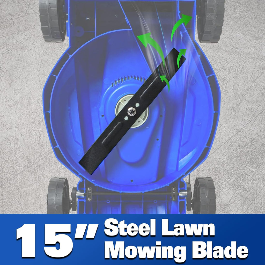 BILT HARD Corded Electric Lawn Mower 15 Inch, 11Amp Electric Push Mower with 9.2 Gallon Collection Bag, 5 Height Adjustment, Lightweight Lawnmower for Garden, Yard