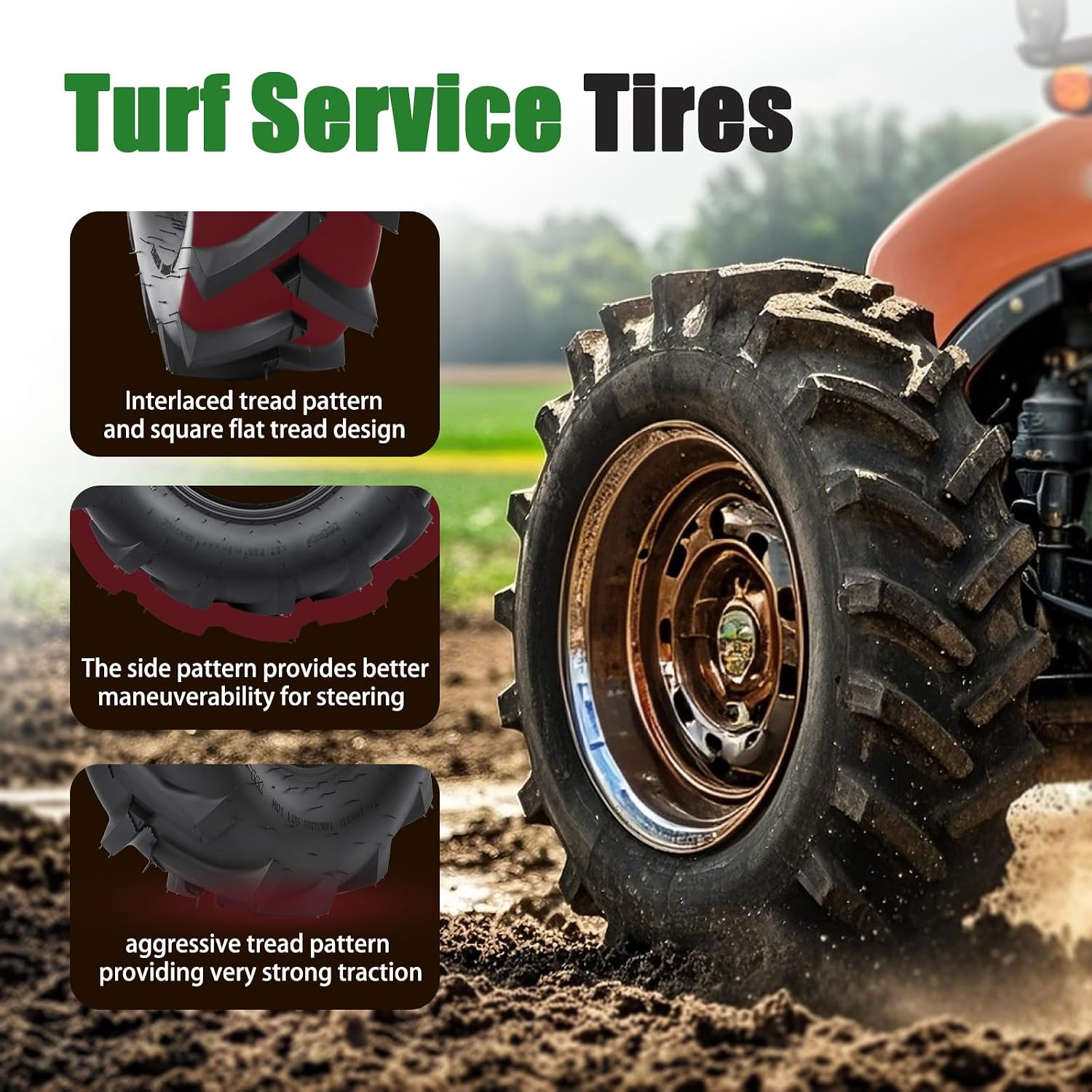 TRIPOWER 6-12 Farm Tractor Tires, Set of 2, 6x12 NHS Garden AG Tires Compatible with Kubota B7100 Series, 6-Ply Tubeless, Tire Only, Rim Not Included