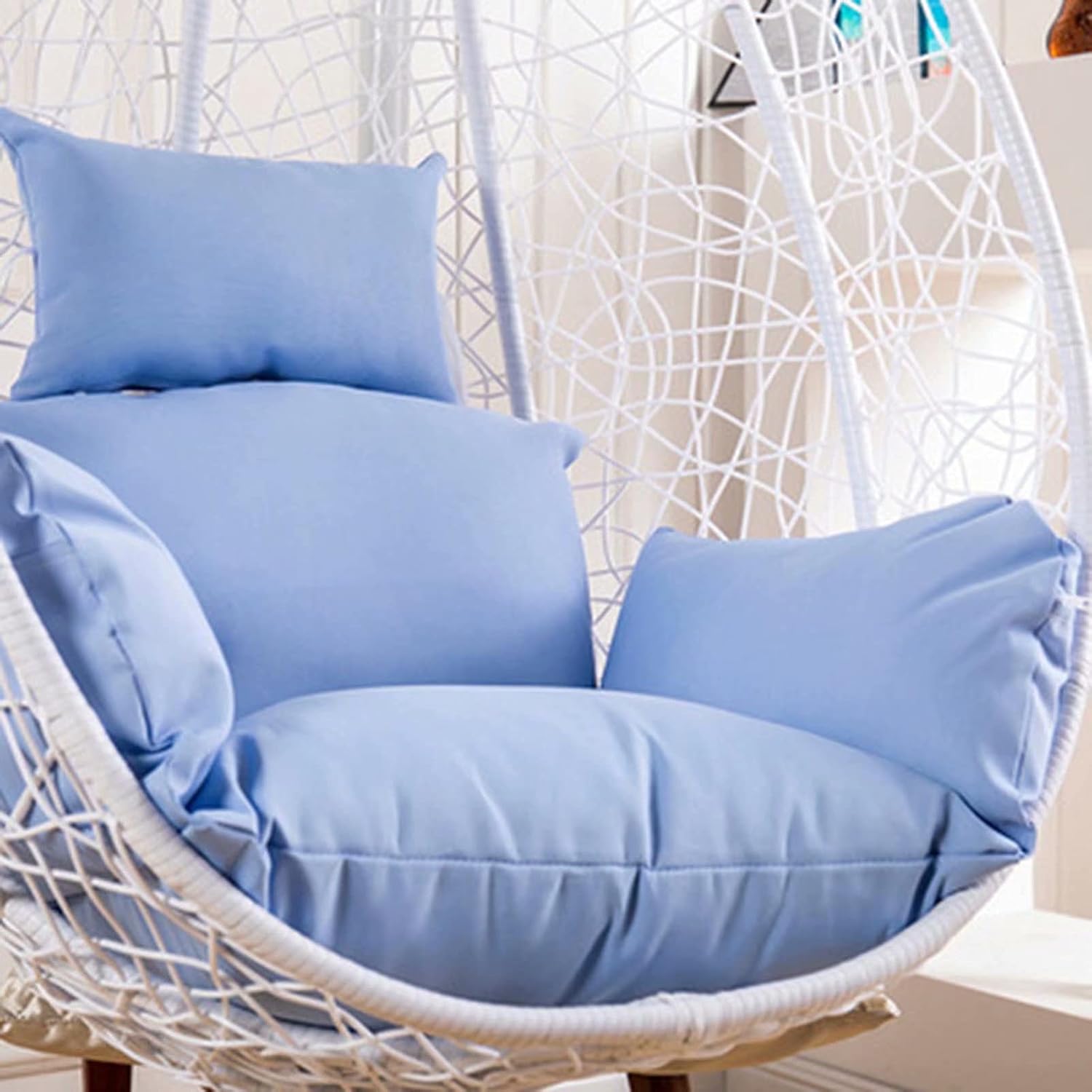 Egg Chair Cushion Only, Outdoor Hanging Swing Chair Cushion, Hanging Egg Chair Cushion Thick, Washable Cover Hanging Hammock Chair Cushion for Garden, Chair Pads Replacement Blue