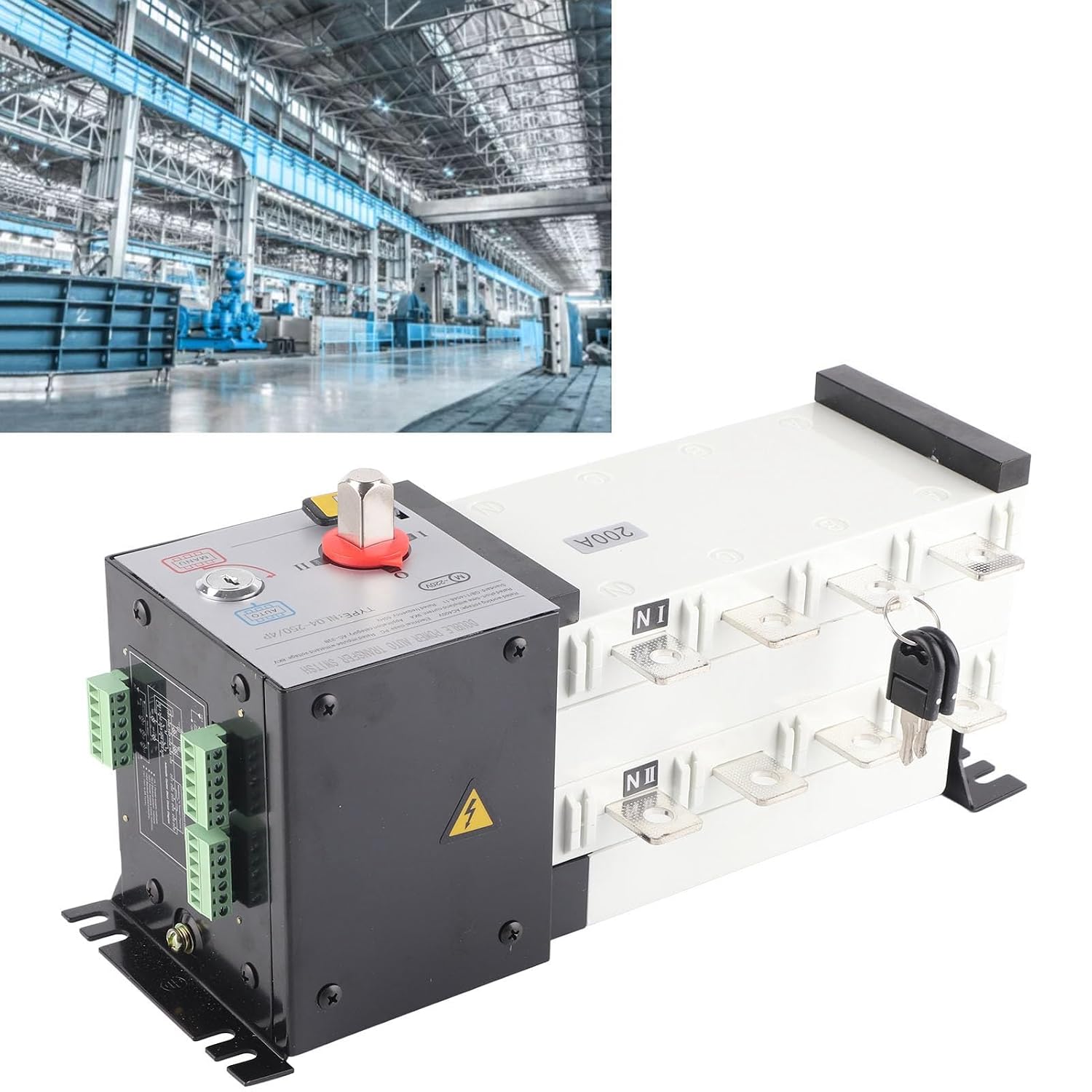 Dual Power Automatic Transfer Switch AC400V 2 in 1 Out Isolated Power Transfer Switch for Generator (200A)